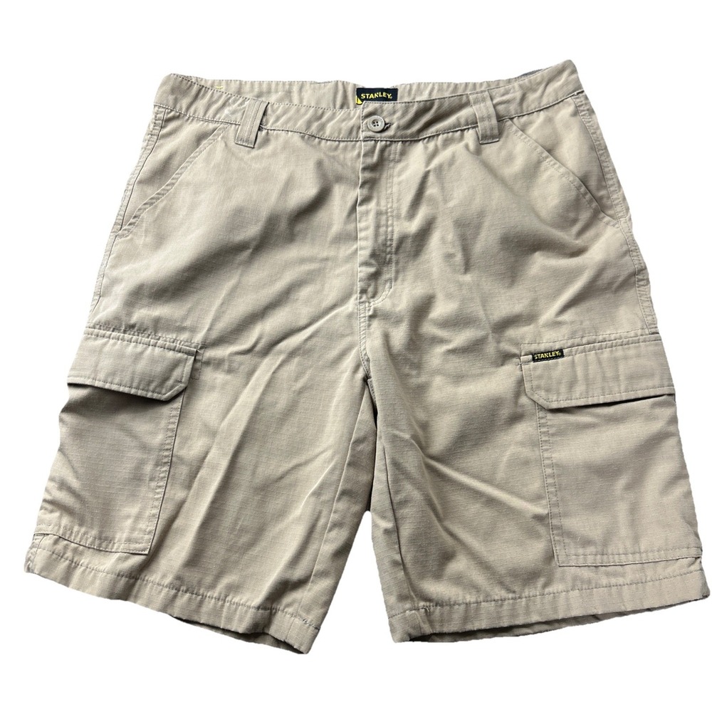 Stanley Mens Cargo Shorts 38 Beige Workwear Ripstop Utility 10in Inseam